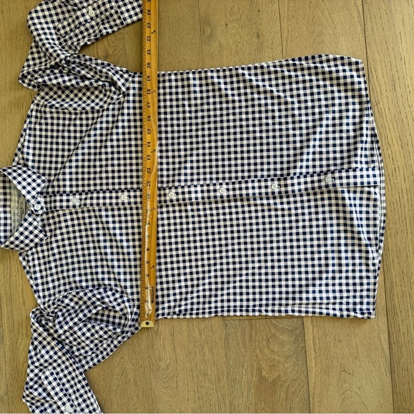 Men's Blue Checkered Casual Button Down Shirt - Picture 5 of 5